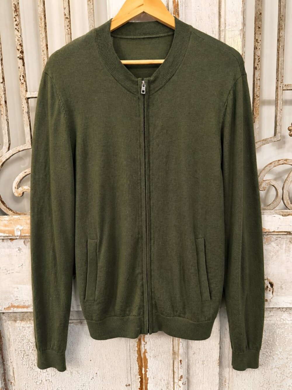 Pender Full Zip Merino Sweater - Dark Olive / M